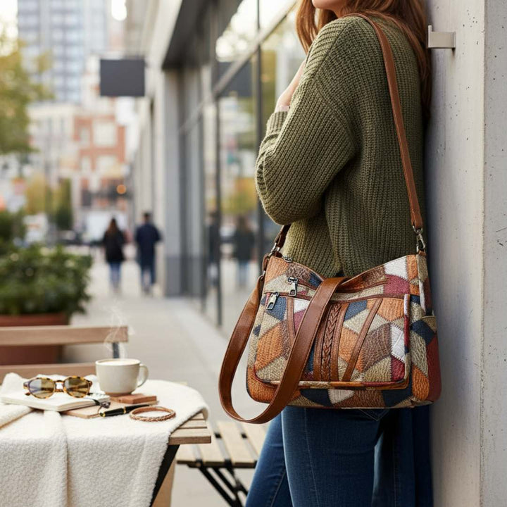 Mirela™ | Mozaiková kožená kabelka