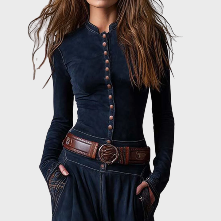 Helena | Námořnicky modré semišové maxi šaty s páskem