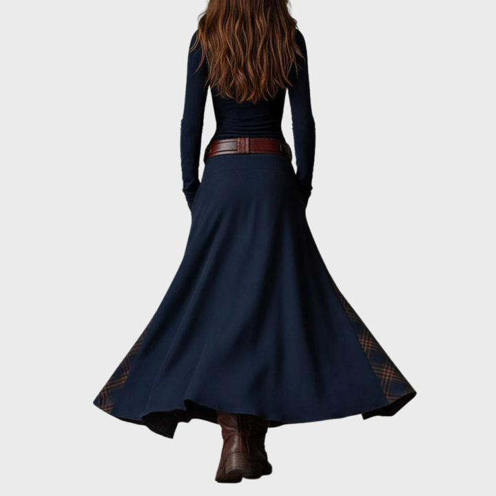 Helena | Námořnicky modré semišové maxi šaty s páskem