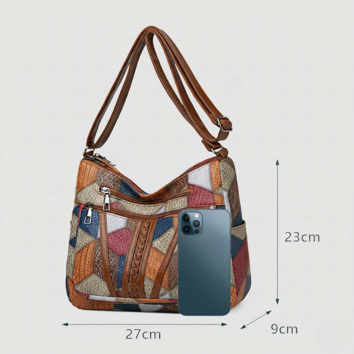 Mirela™ | Mozaiková kožená kabelka