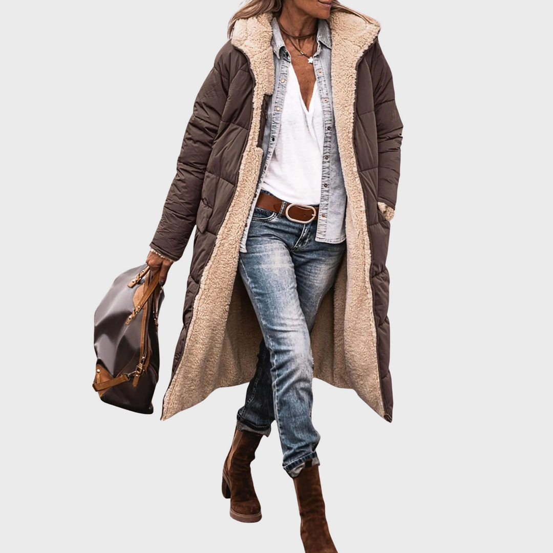 Johna | Luxusní oboustranný kabát se sherpa podšívkou