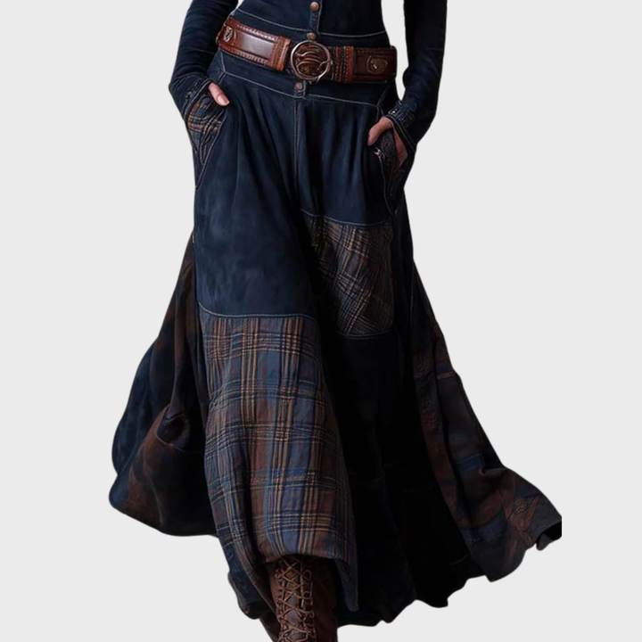 Helena | Námořnicky modré semišové maxi šaty s páskem