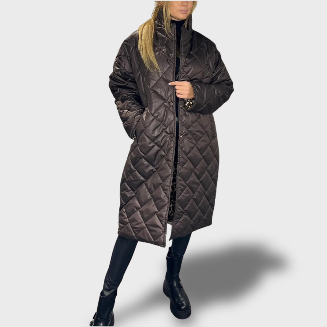 Ofira – Oboustranný prošívaný kabát s leopardí podšívkou