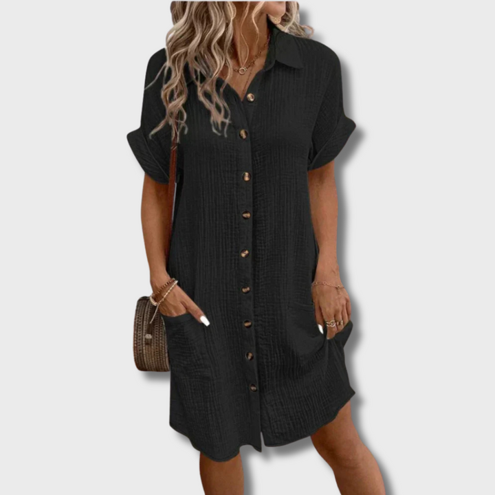 Kafka | Dana - Dámská retro košilová šaty z bavlny a lnu