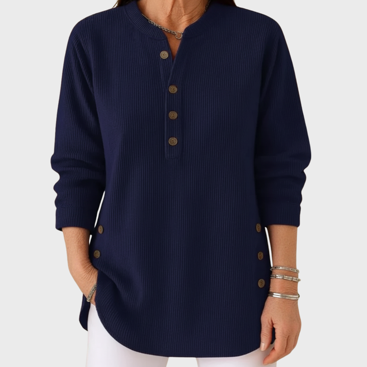 Élise | Jednobarevný pletený svetr s dlouhým rukávem