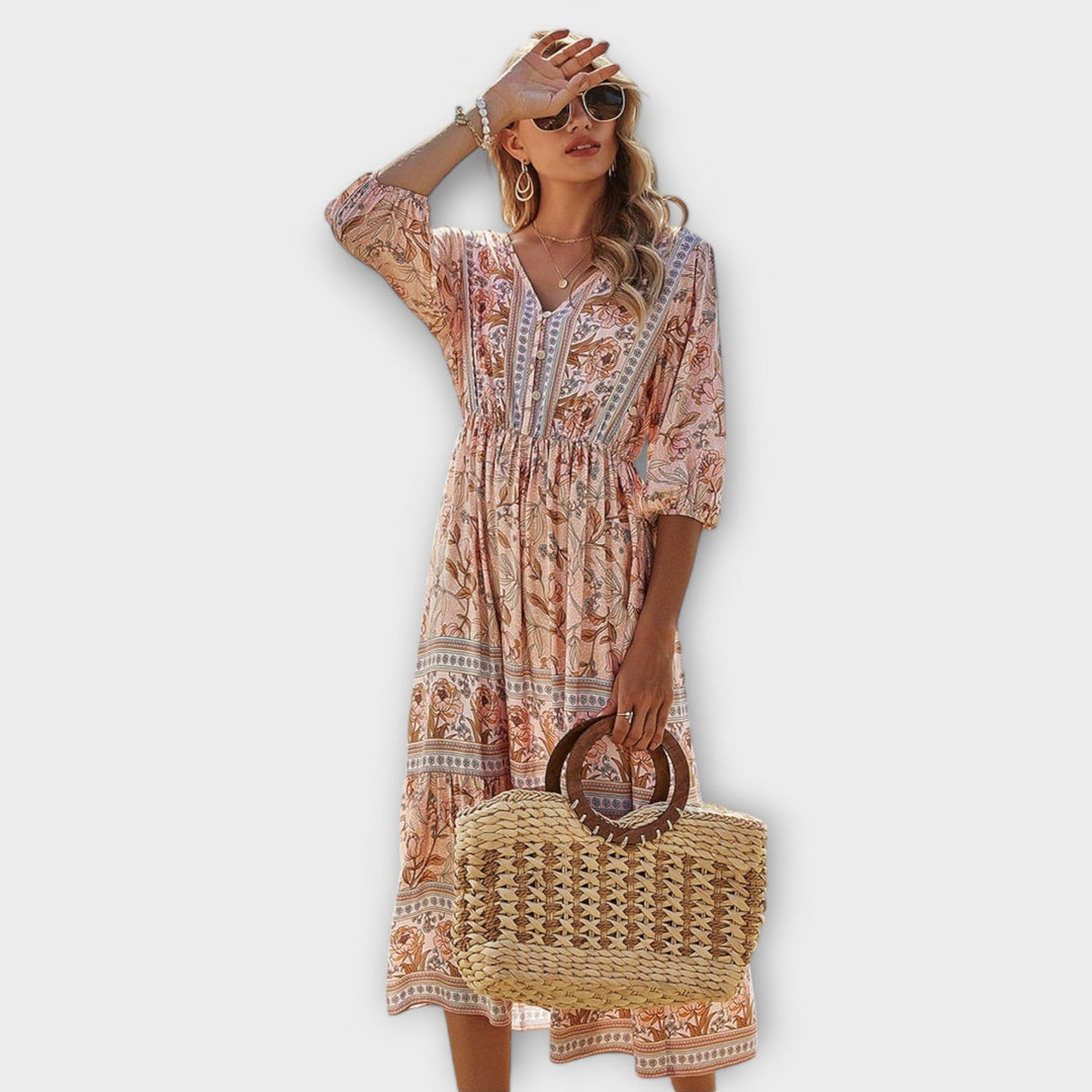 Xandra - Elegantní šaty s květinovým potiskem