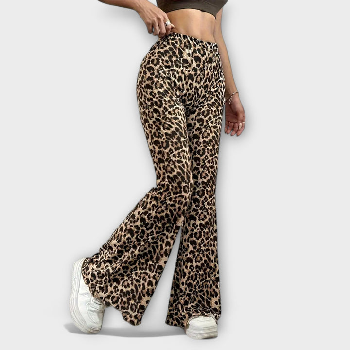 Kalhoty Bootcut s leopardím potiskem