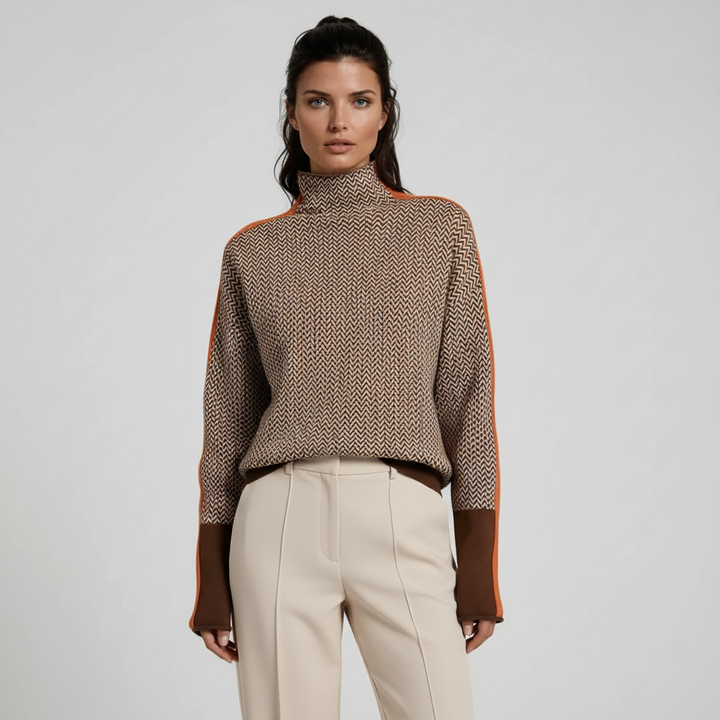 Kinga | Pruhovaný svetr s elegantním rolákem