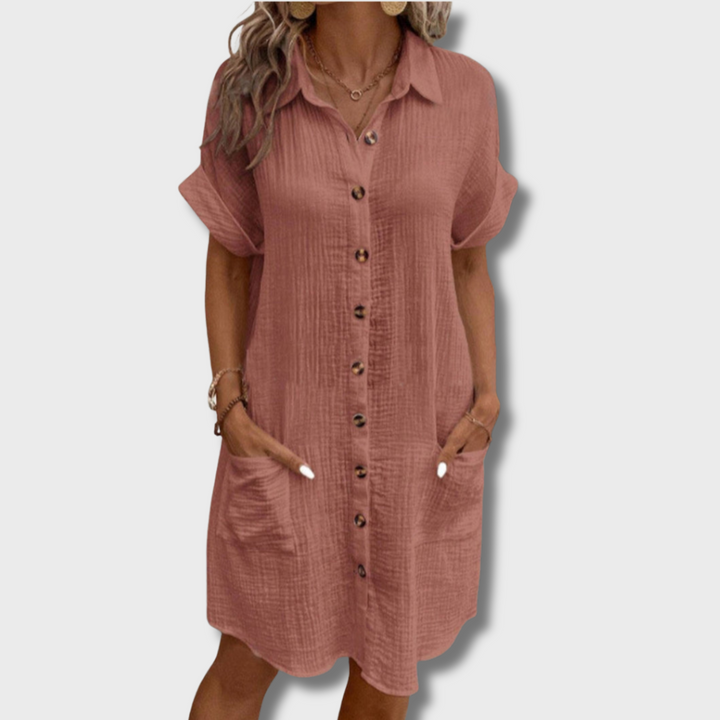 Kafka | Dana - Dámská retro košilová šaty z bavlny a lnu