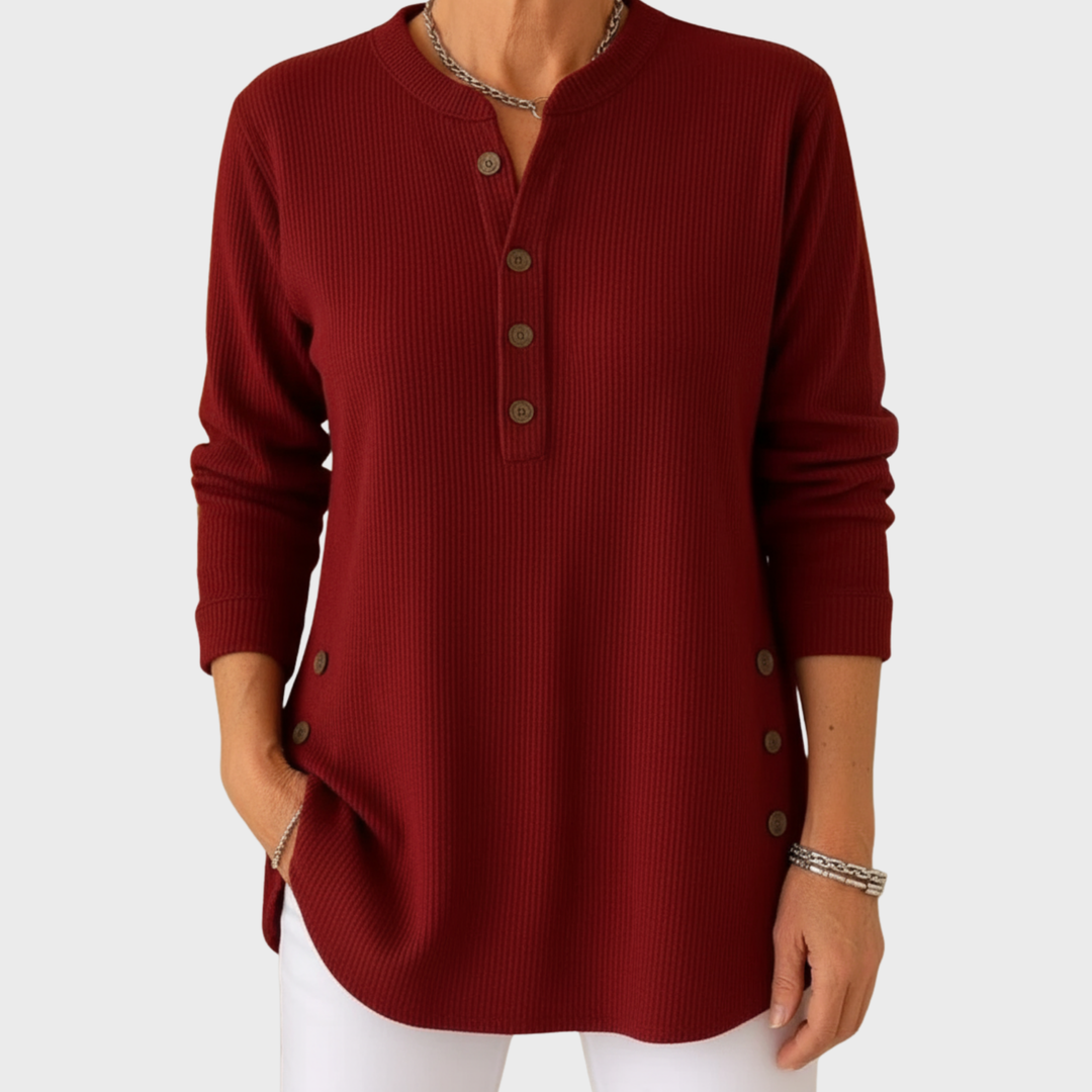 Élise | Jednobarevný pletený svetr s dlouhým rukávem