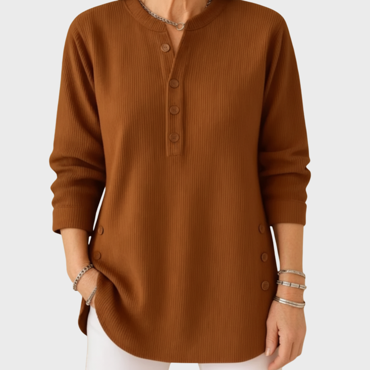 Élise | Jednobarevný pletený svetr s dlouhým rukávem