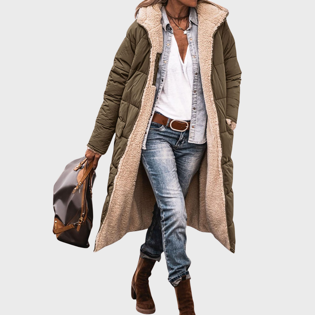 Johna | Luxusní oboustranný kabát se sherpa podšívkou