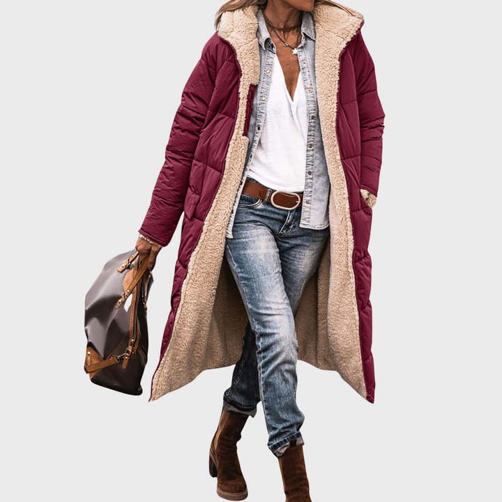 Johna | Luxusní oboustranný kabát se sherpa podšívkou