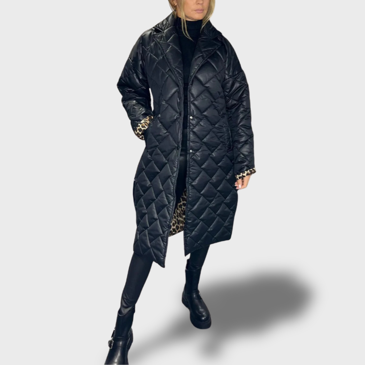 Ofira – Oboustranný prošívaný kabát s leopardí podšívkou