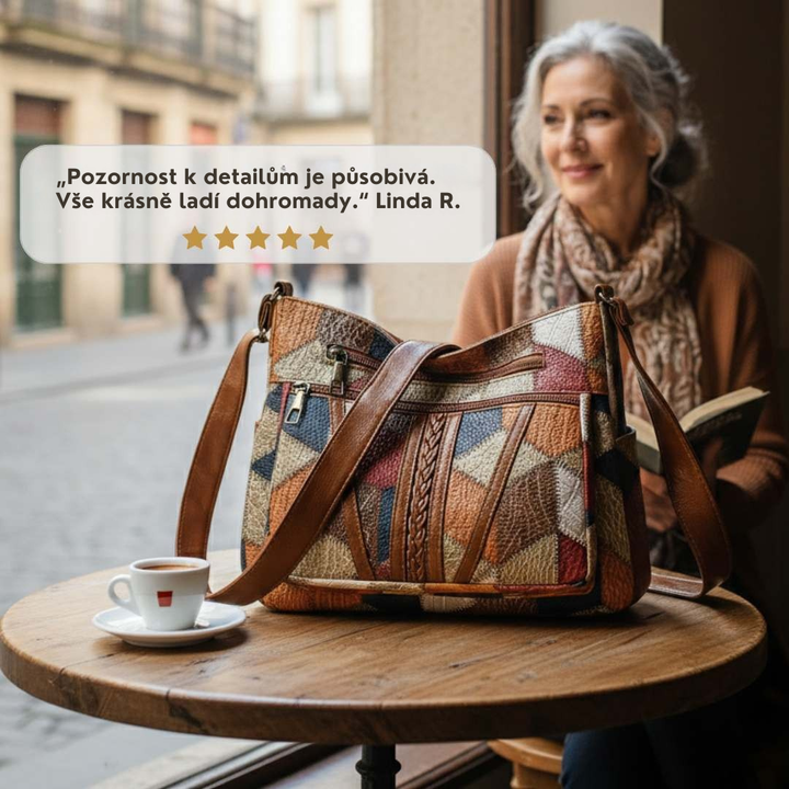 Mirela™ | Mozaiková kožená kabelka