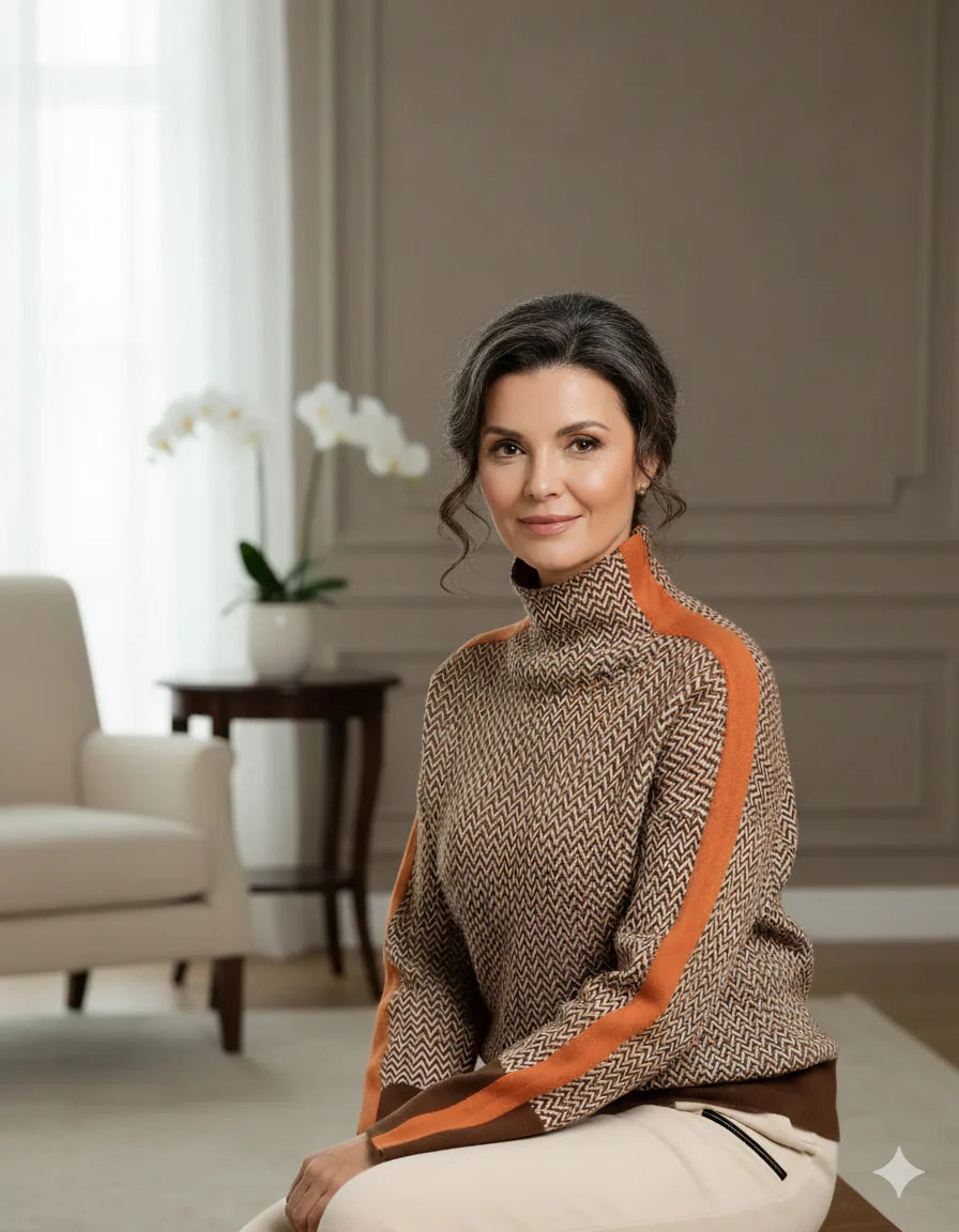 Kinga | Pruhovaný svetr s elegantním rolákem