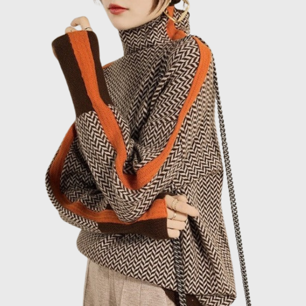 Kinga | Pruhovaný svetr s elegantním rolákem