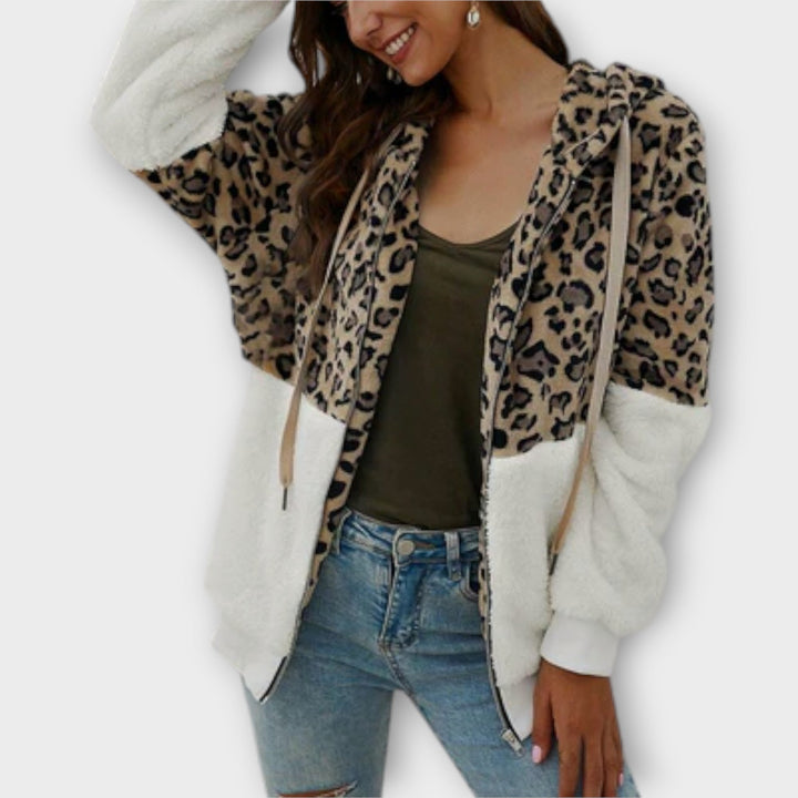 Fleece mikina s leopardím designem