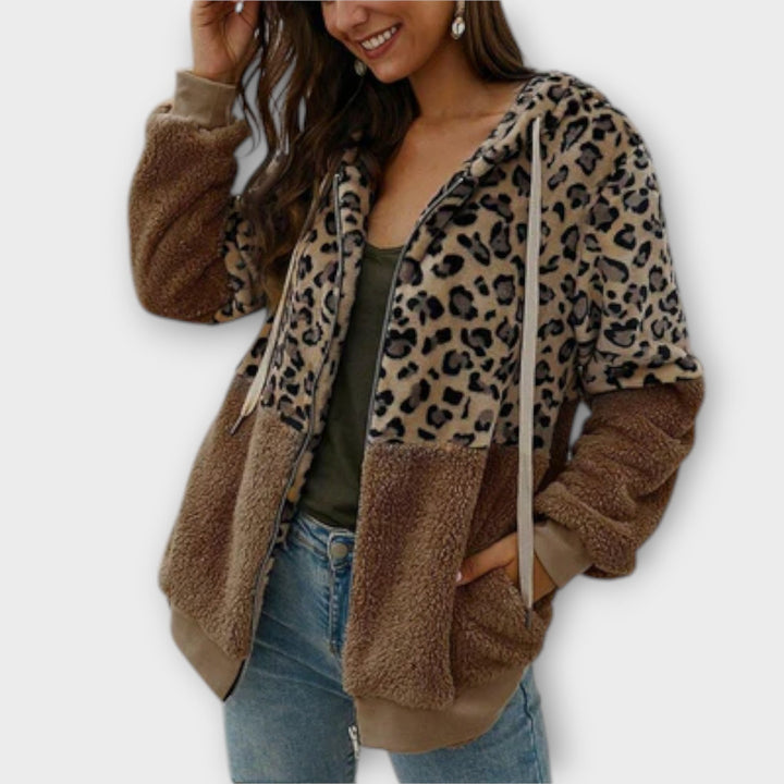 Fleece mikina s leopardím designem